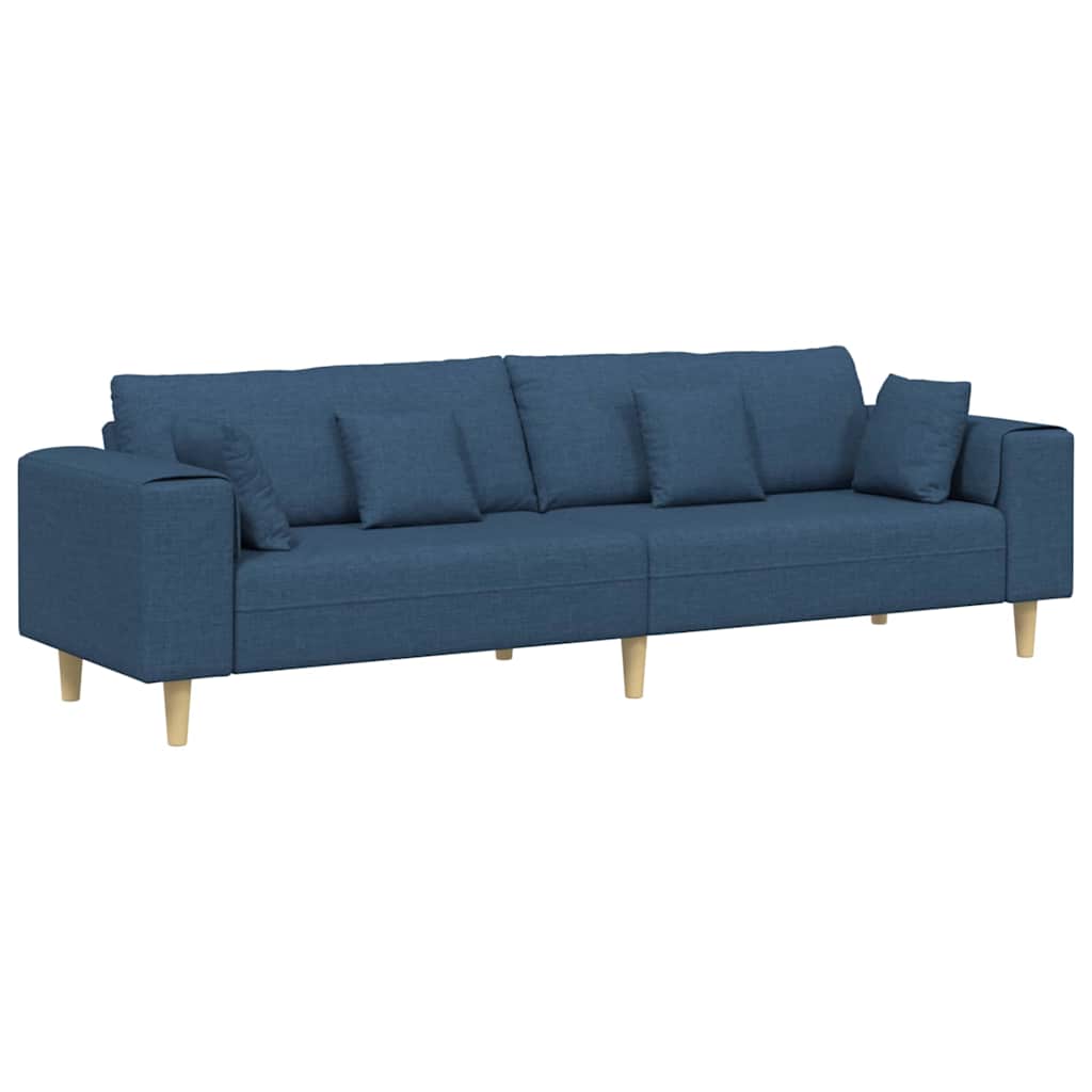 Sofa mit Kissen Blau 250 x 77 x 76 cm Stoff