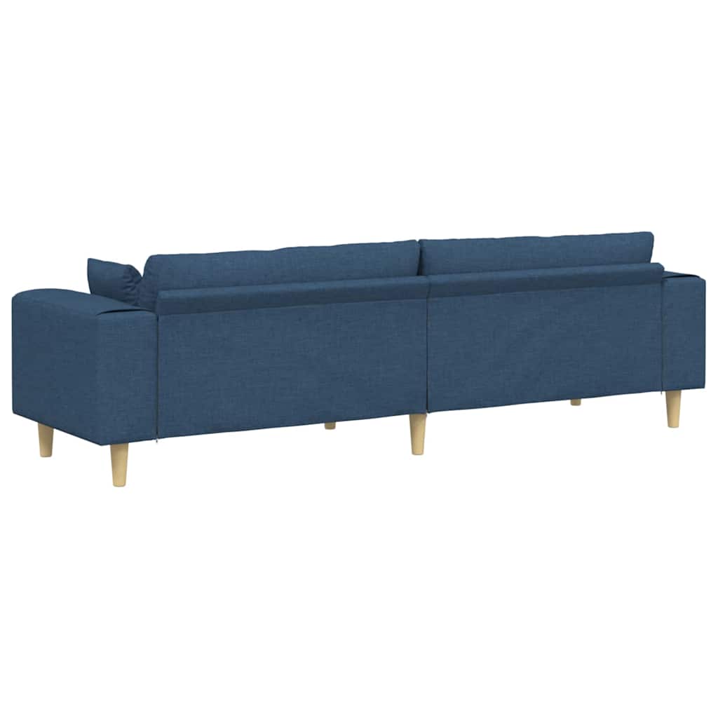 Sofa mit Kissen Blau 250 x 77 x 76 cm Stoff