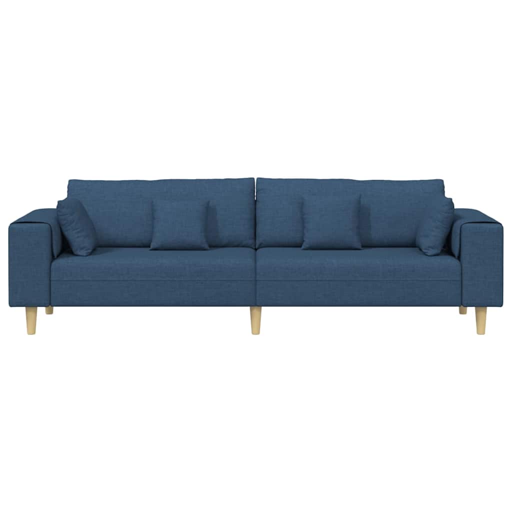 Sofa mit Kissen Blau 250 x 77 x 76 cm Stoff