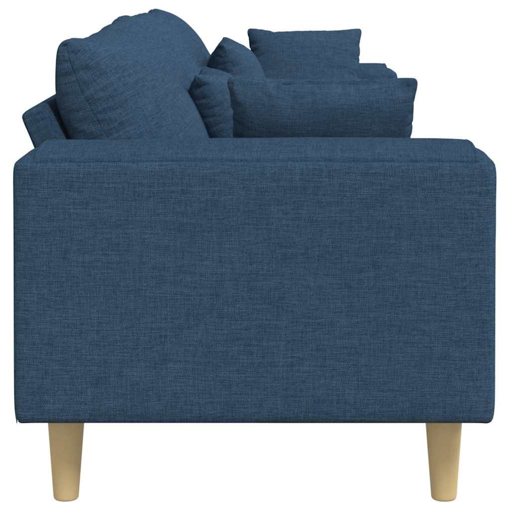 Sofa mit Kissen Blau 250 x 77 x 76 cm Stoff