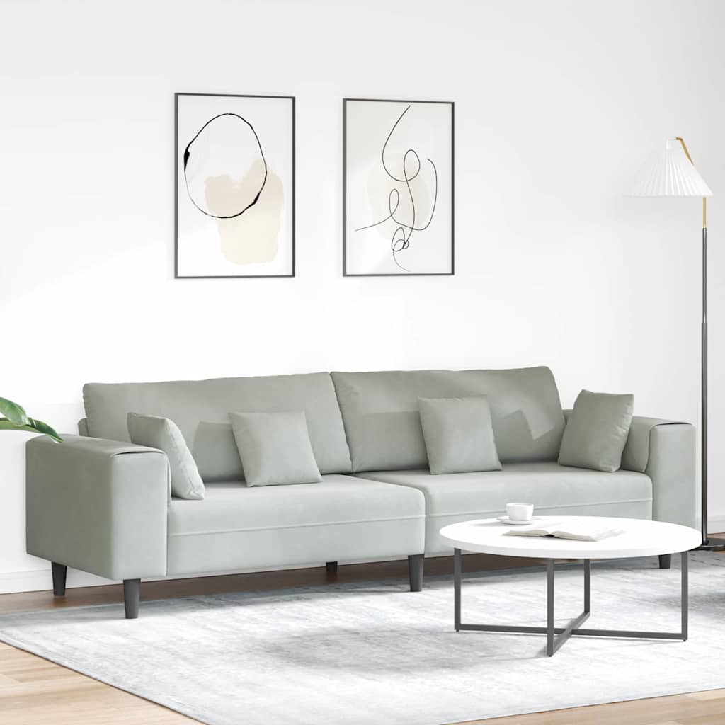 Sofa Hellgrau 250 x 77 x 76 cm Samt