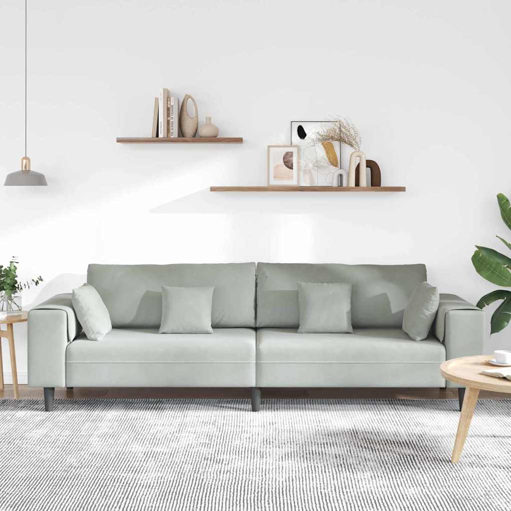 Sofa Hellgrau 250 x 77 x 76 cm Samt