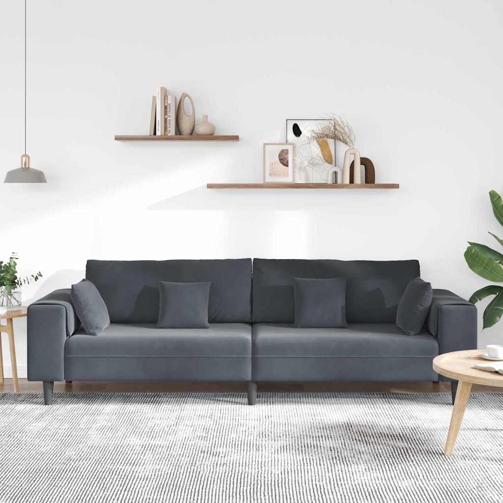 Sofa Dunkelgrau 250 x 77 x 76 cm Samt