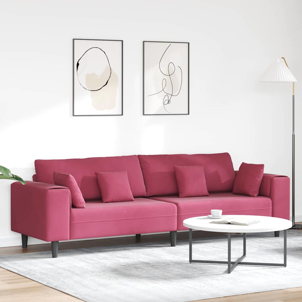 Sofa Weinrot 250 x 77 x 76 cm Samt