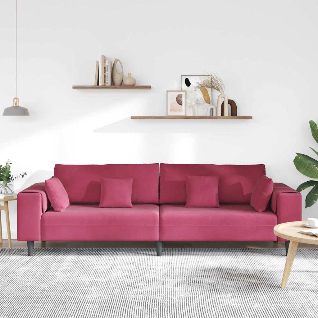 Sofa Weinrot 250 x 77 x 76 cm Samt
