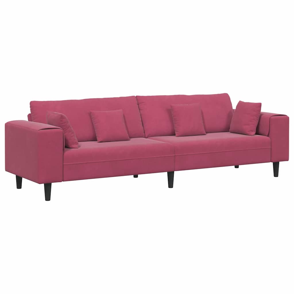 Sofa Weinrot 250 x 77 x 76 cm Samt