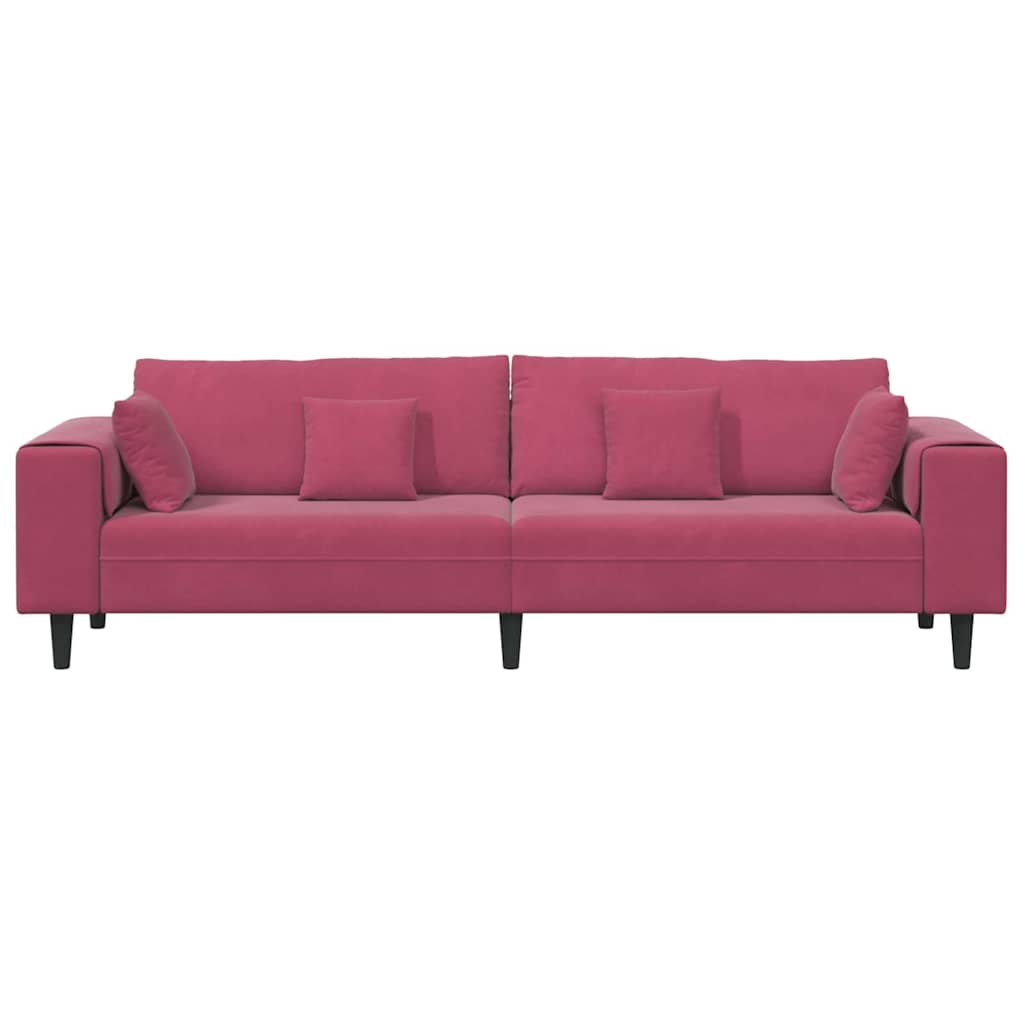 Sofa Weinrot 250 x 77 x 76 cm Samt