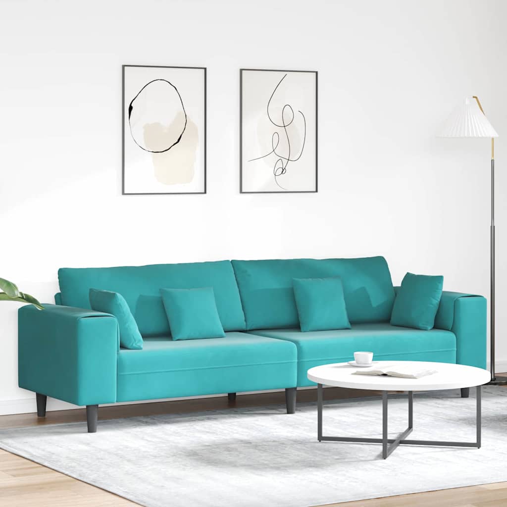 Sofa Türkis 250 x 77 x 76 cm Samt