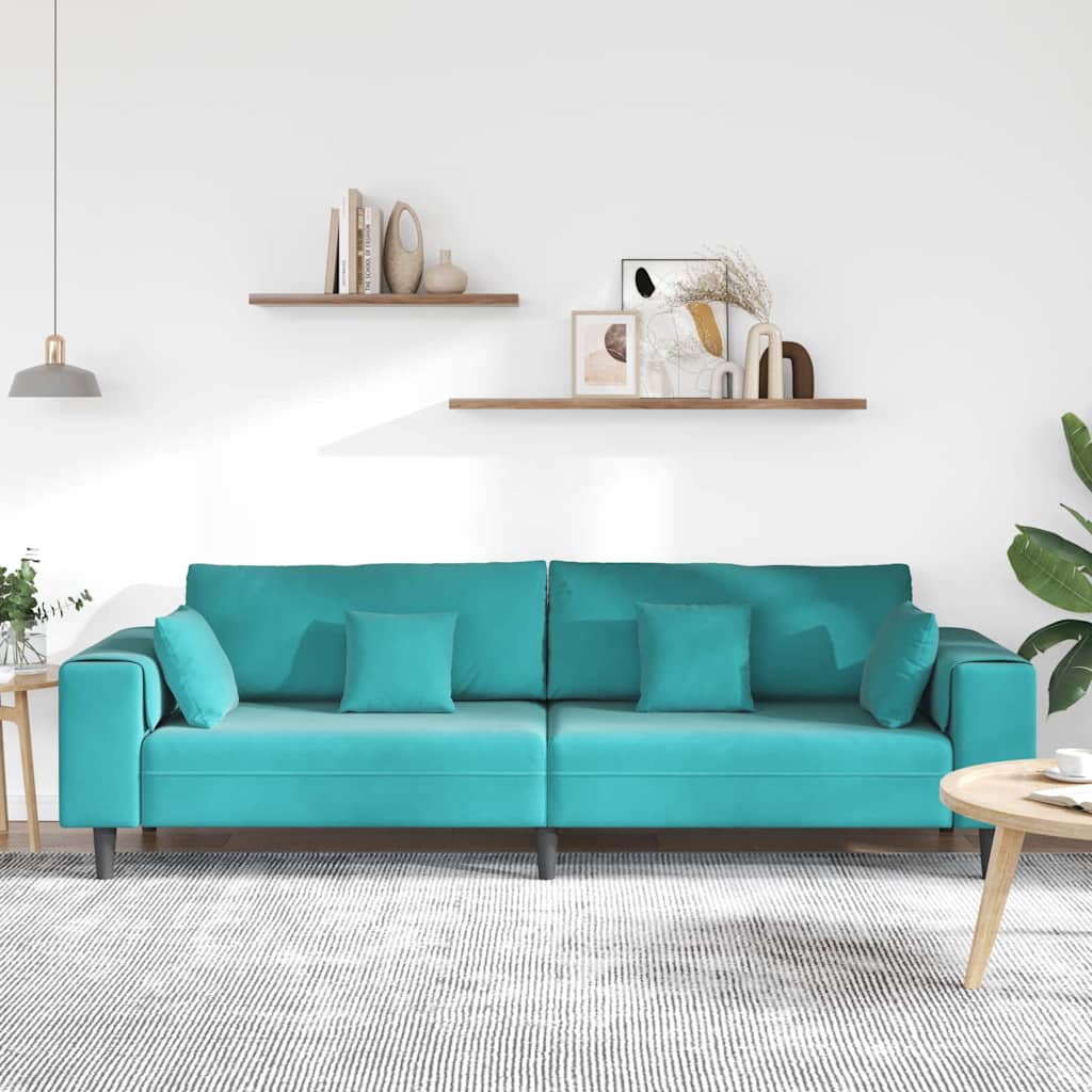 Sofa Türkis 250 x 77 x 76 cm Samt