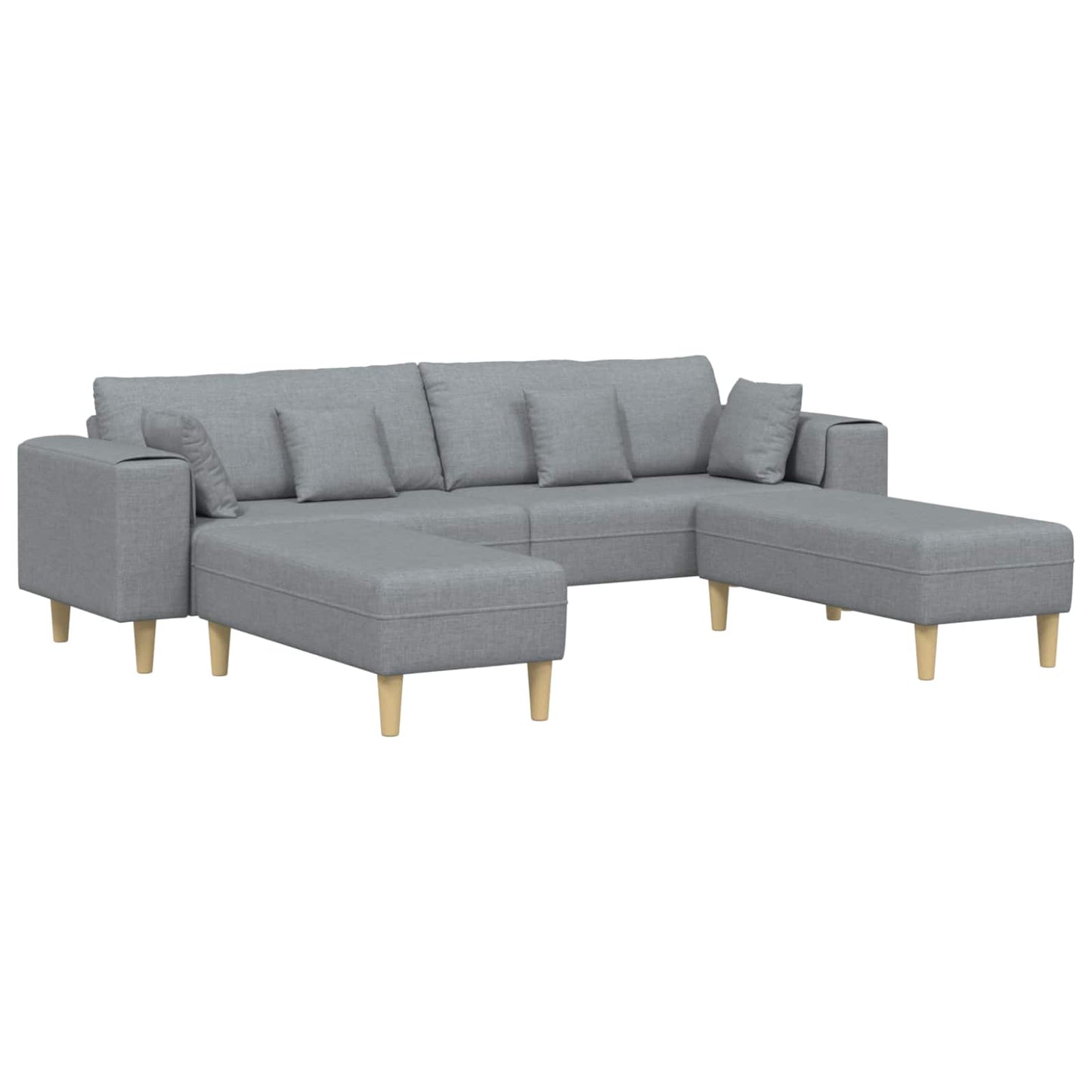 Sofa mit Kissen 3 pcs Hellgrau Stoff