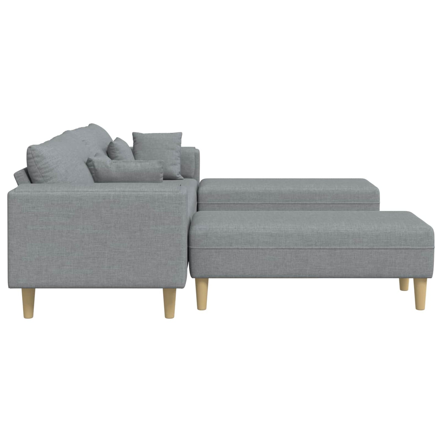 Sofa mit Kissen 3 pcs Hellgrau Stoff