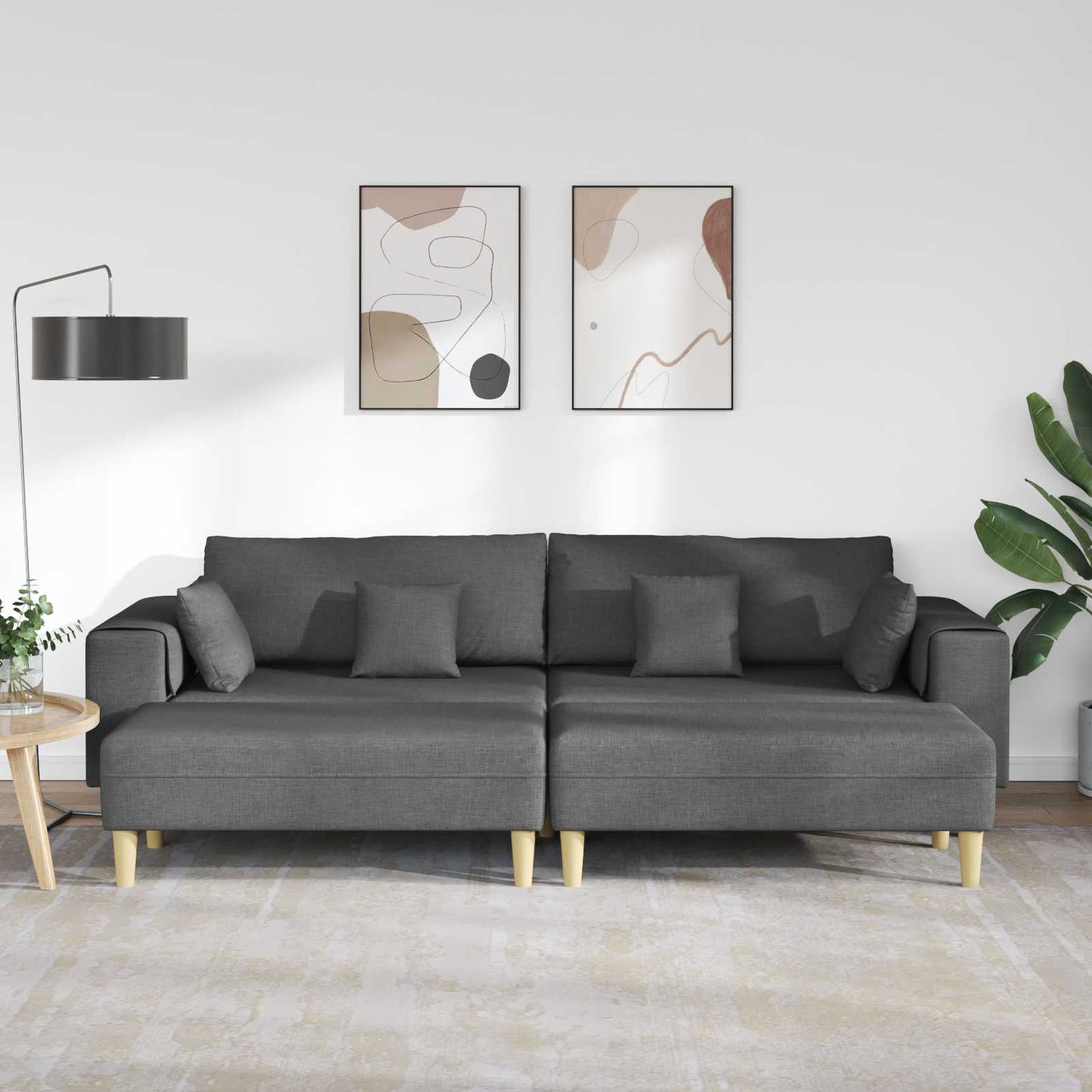Sofa mit Kissen 3 pcs Dunkelgrau Stoff