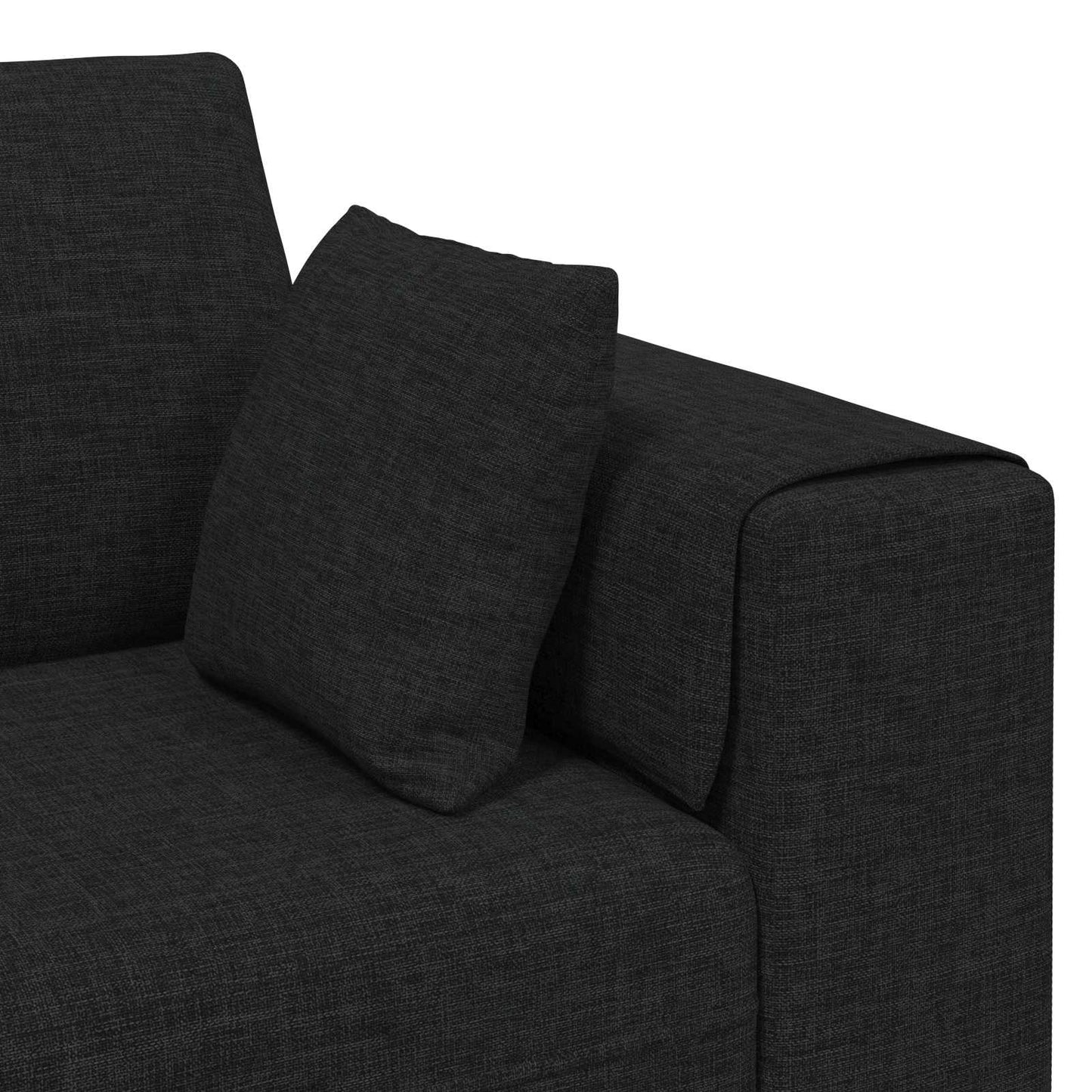 Sofa mit Kissen 3 pcs Schwarz Stoff