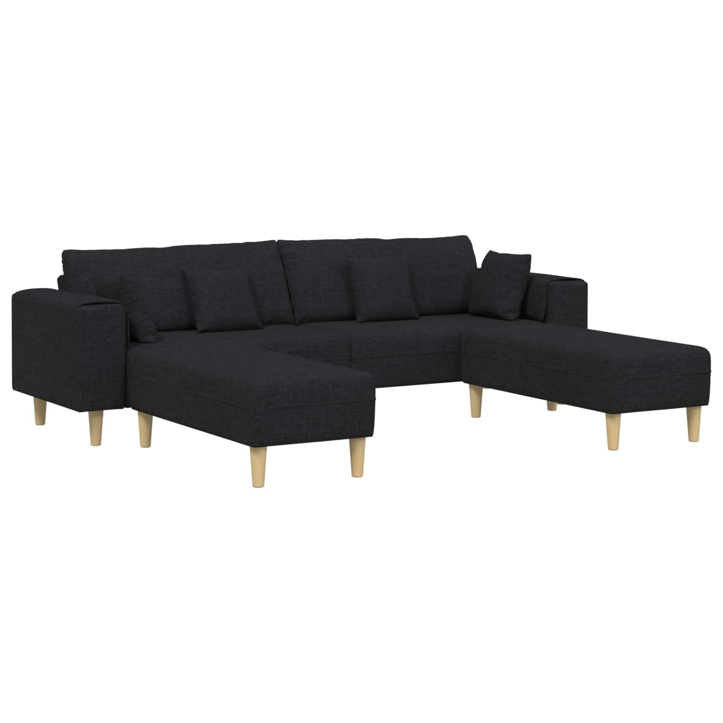 Sofa mit Kissen 3 pcs Schwarz Stoff