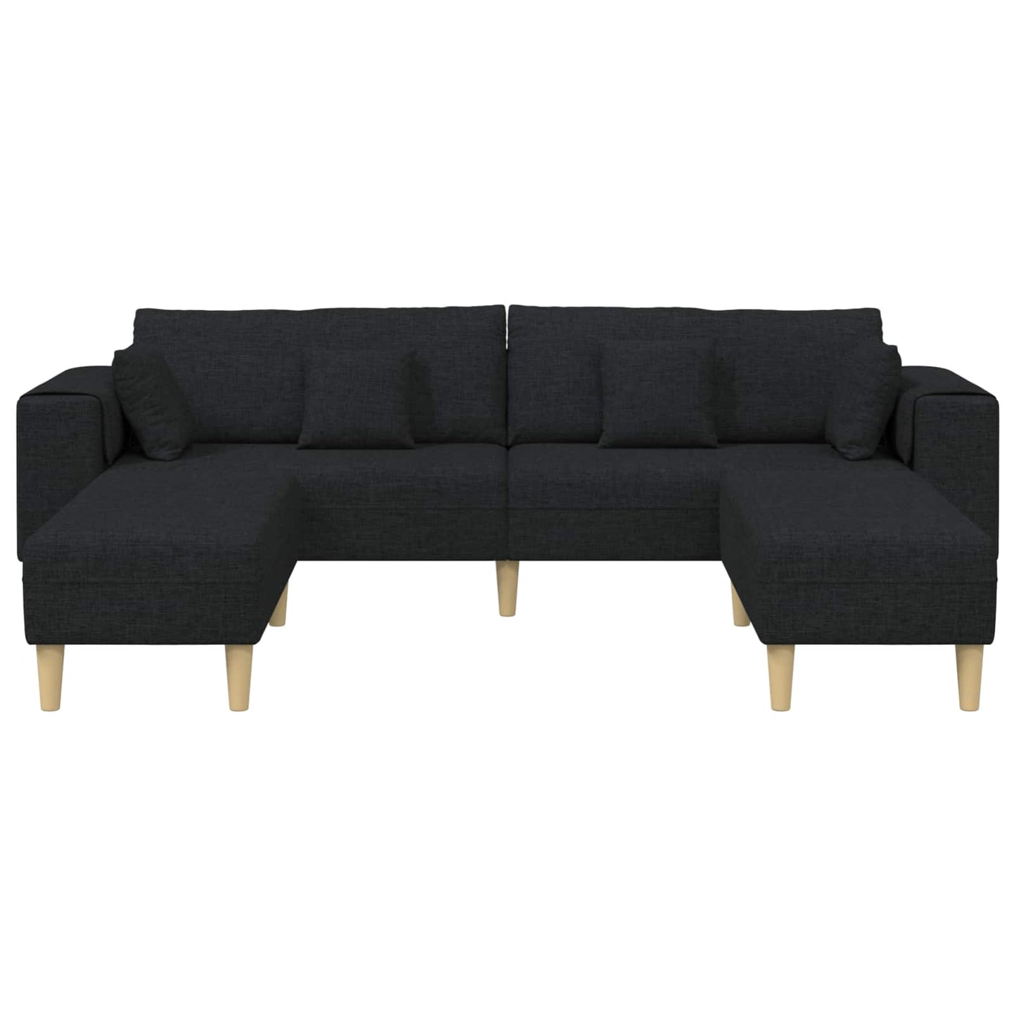 Sofa mit Kissen 3 pcs Schwarz Stoff