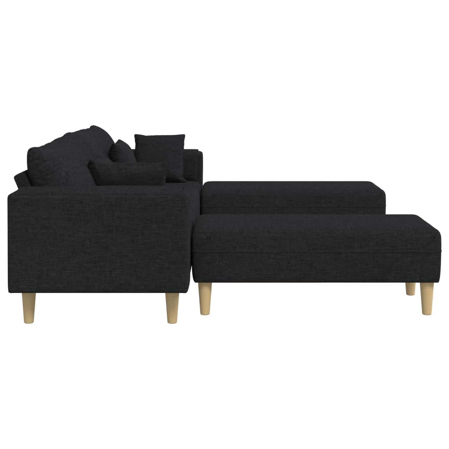 Sofa mit Kissen 3 pcs Schwarz Stoff