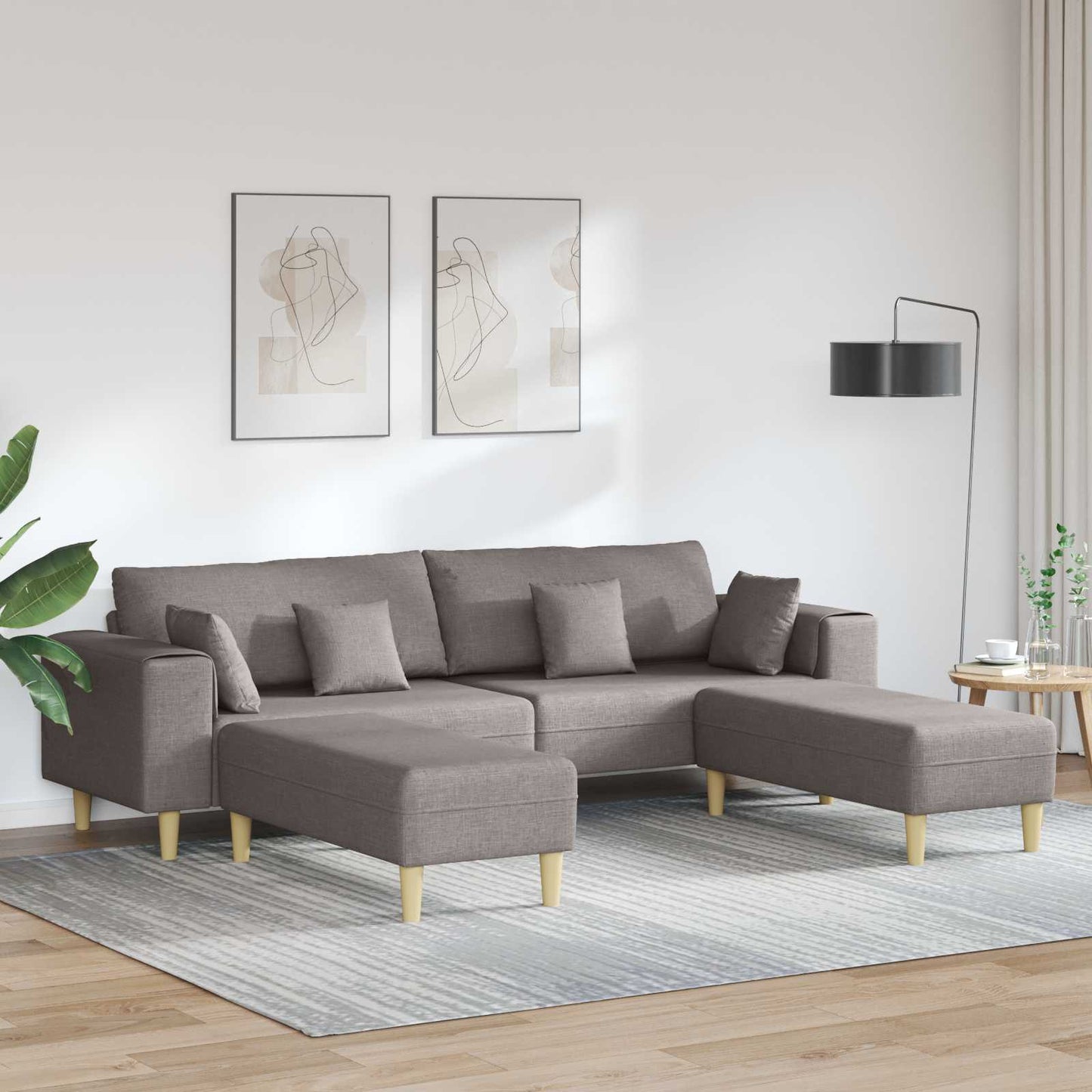 Sofa mit Kissen 3 pcs Taupe Stoff