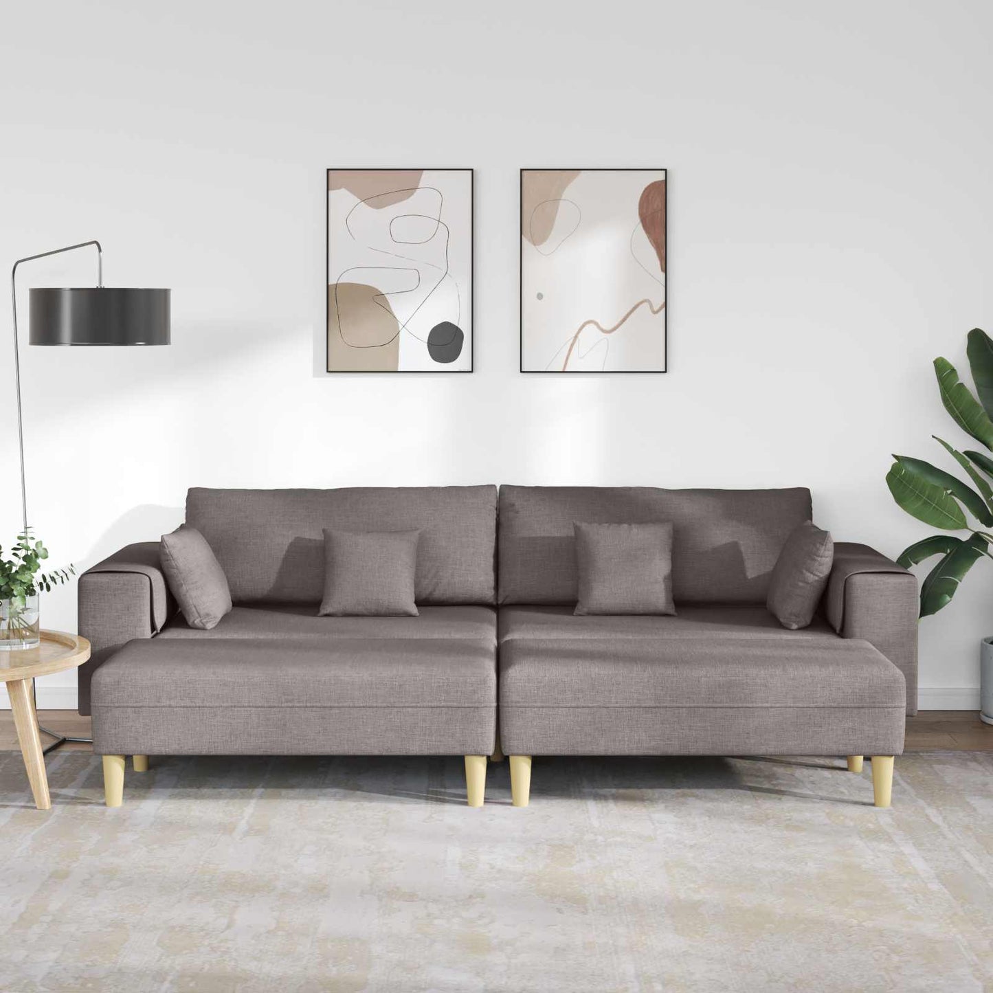 Sofa mit Kissen 3 pcs Taupe Stoff
