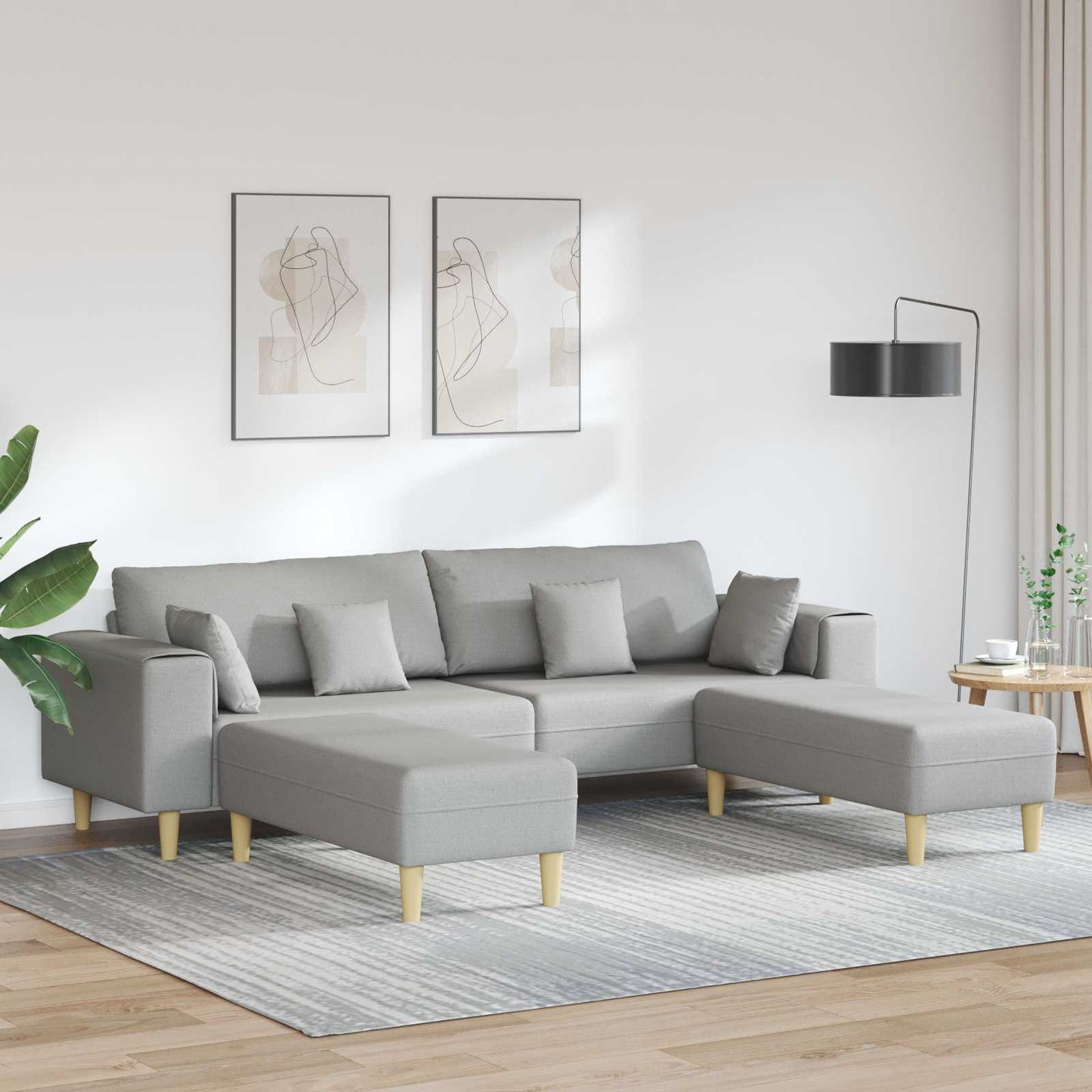 Sofa 3 pcs Wolkengrau 250 x 188 x 76 cm Stoff