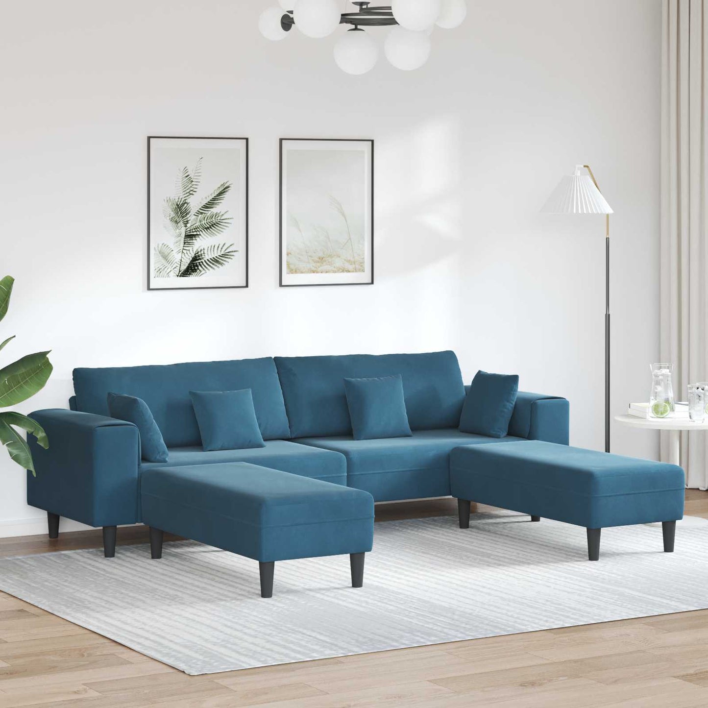 Sofa 3 pcs Blau 250 x 188 x 76 cm Samt