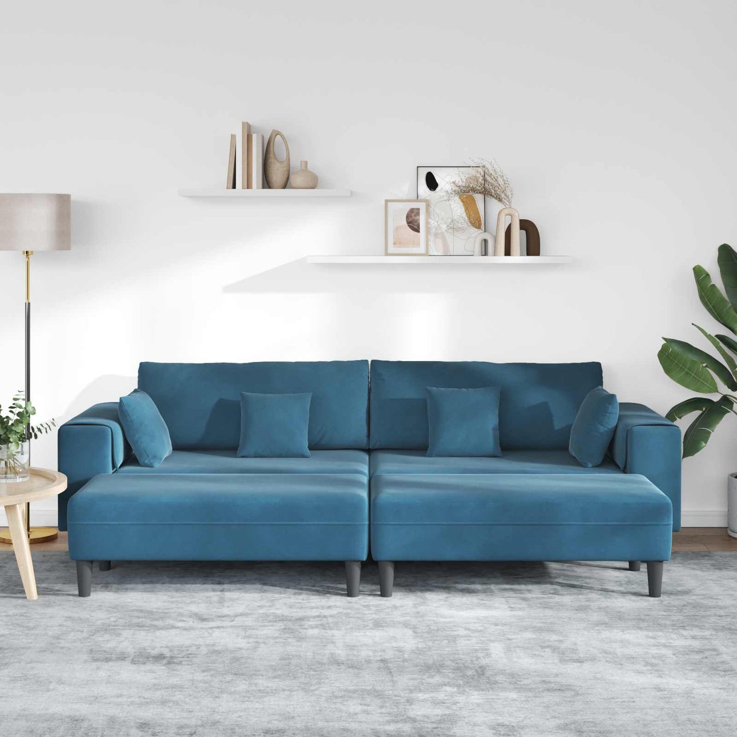 Sofa 3 pcs Blau 250 x 188 x 76 cm Samt