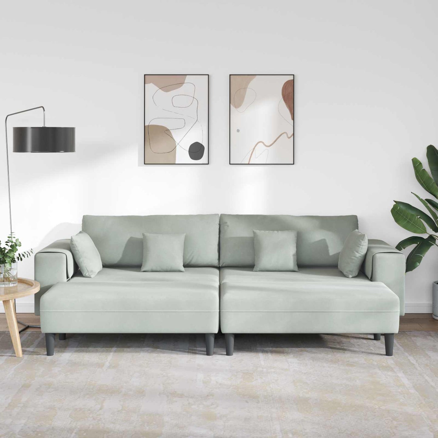 Sofa 3 pcs Hellgrau 250 x 188 x 76 cm Samt