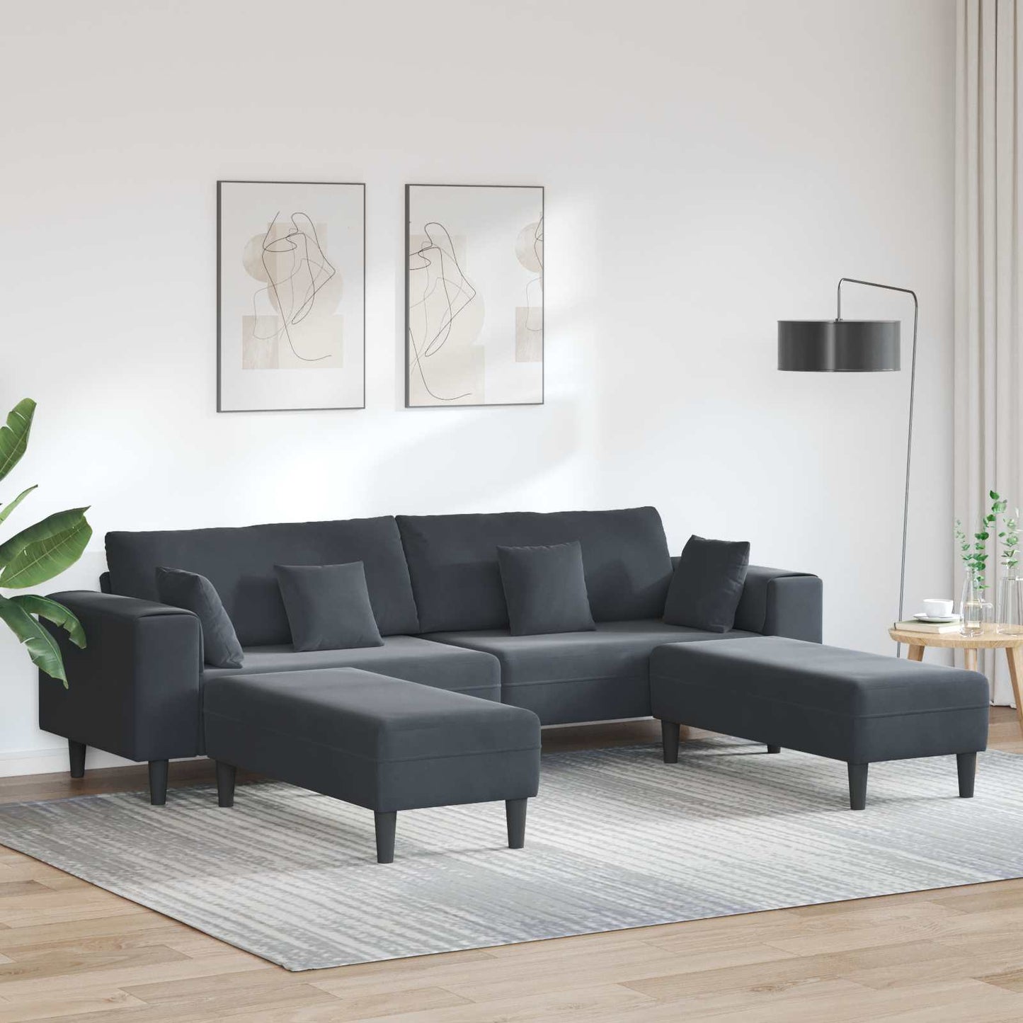 Sofa 3 pcs Dunkelgrau 250 x 188 x 76 cm Samt