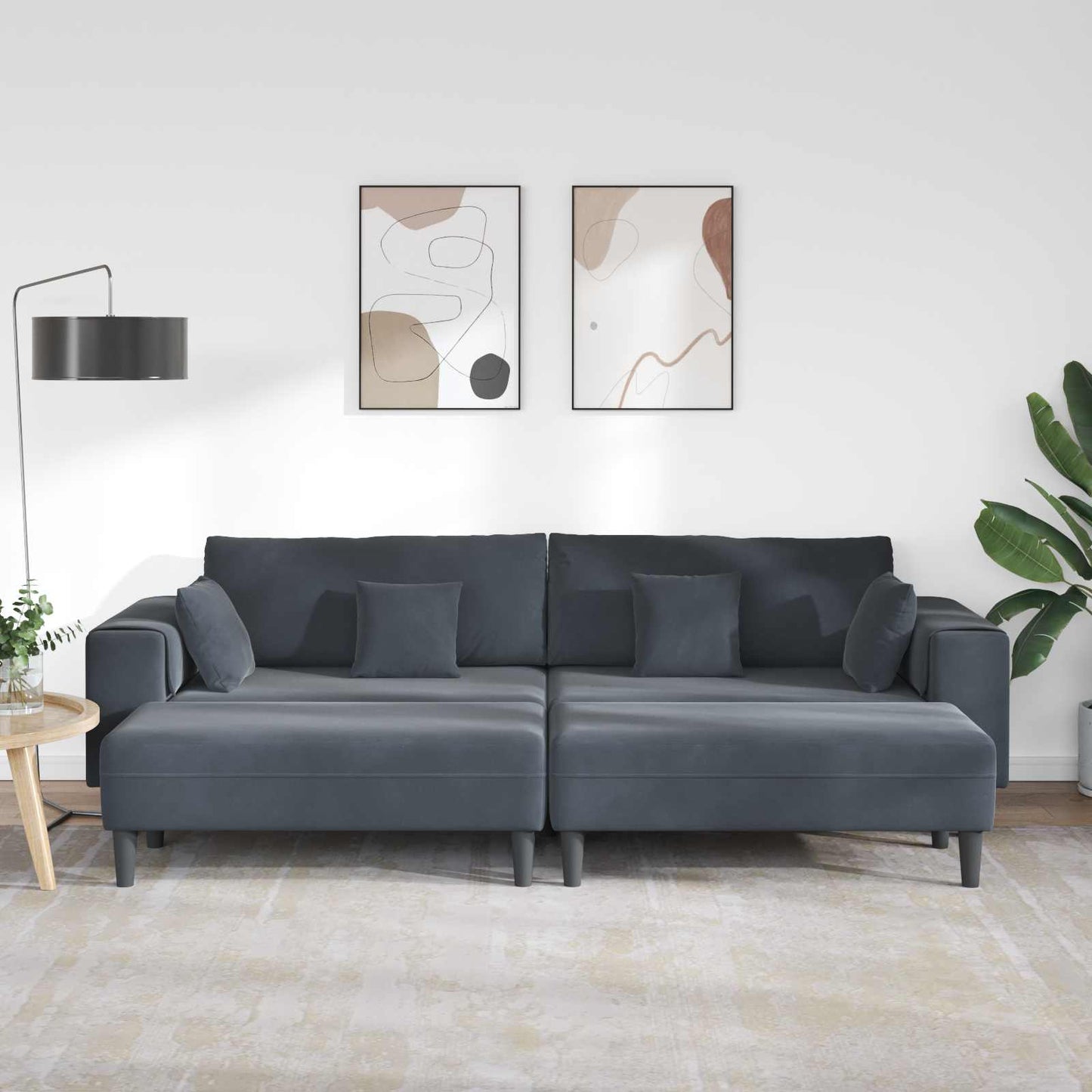 Sofa 3 pcs Dunkelgrau 250 x 188 x 76 cm Samt