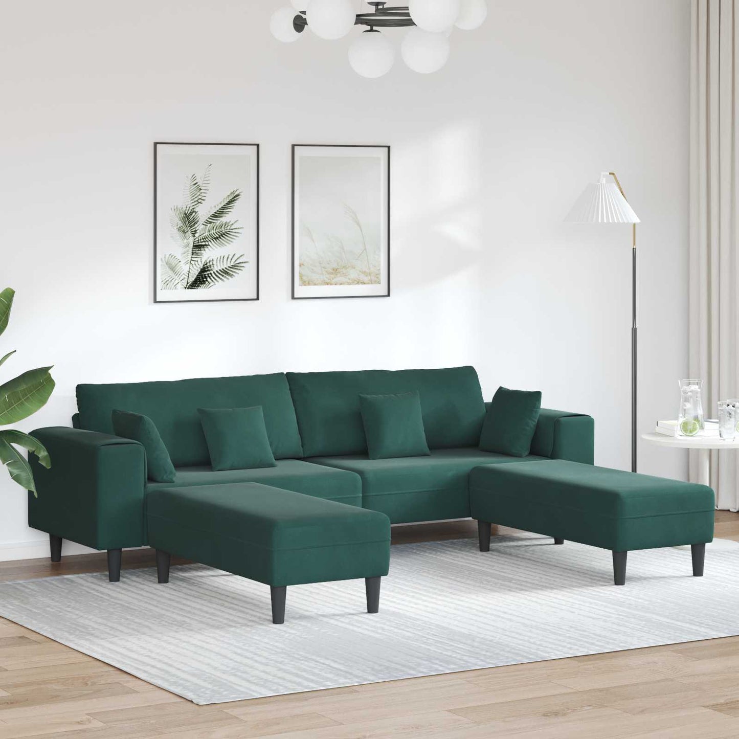 Sofa 3 pcs Dunkelgrün 250 x 188 x 76 cm Samt