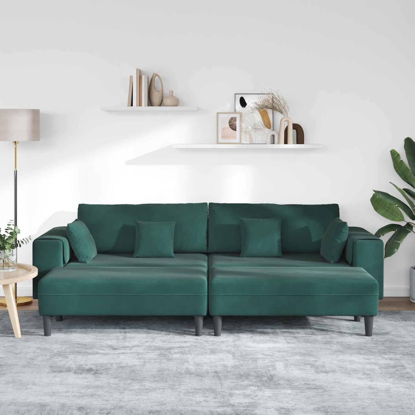 Sofa 3 pcs Dunkelgrün 250 x 188 x 76 cm Samt