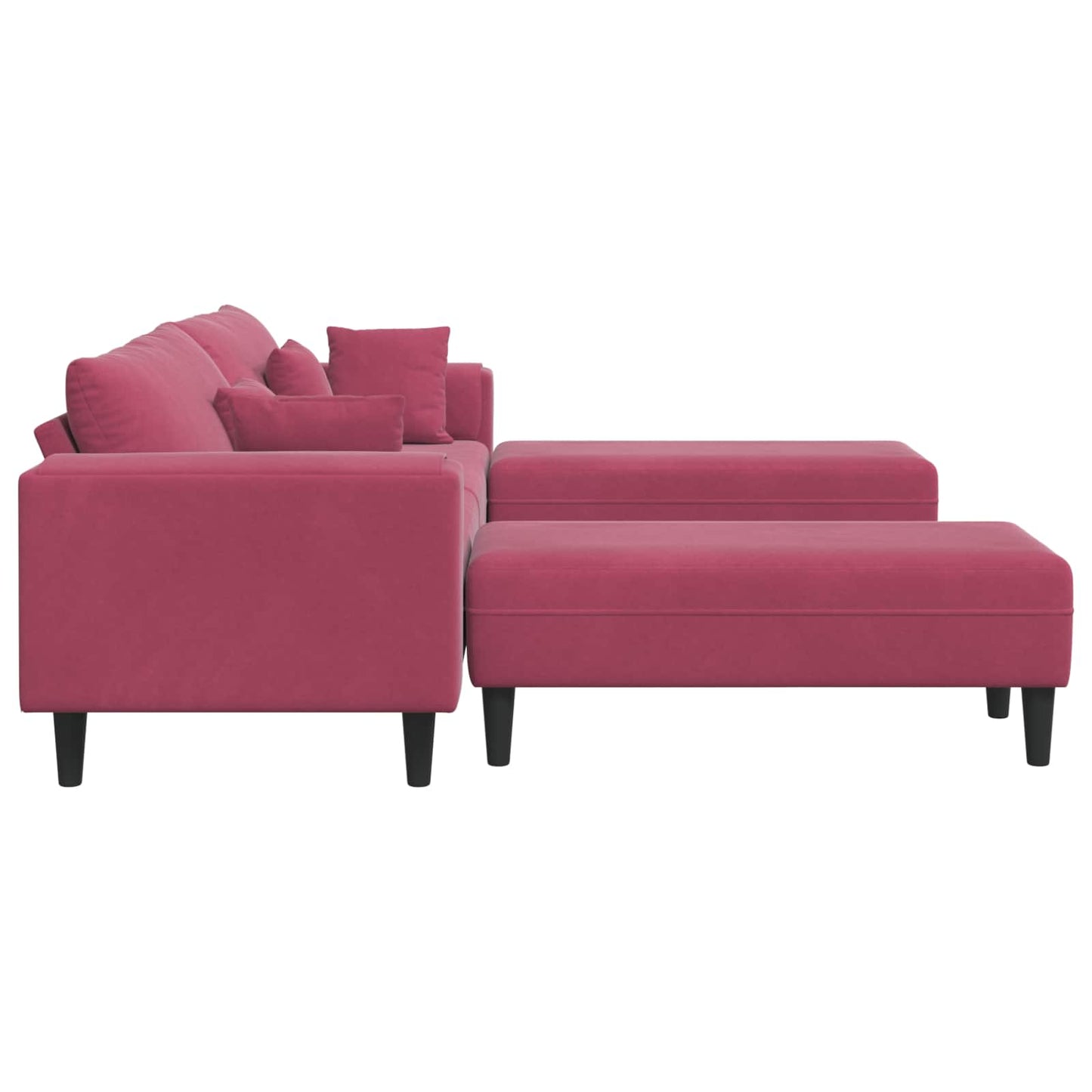 Sofa 3 pcs Weinrot 250 x 188 x 76 cm Samt