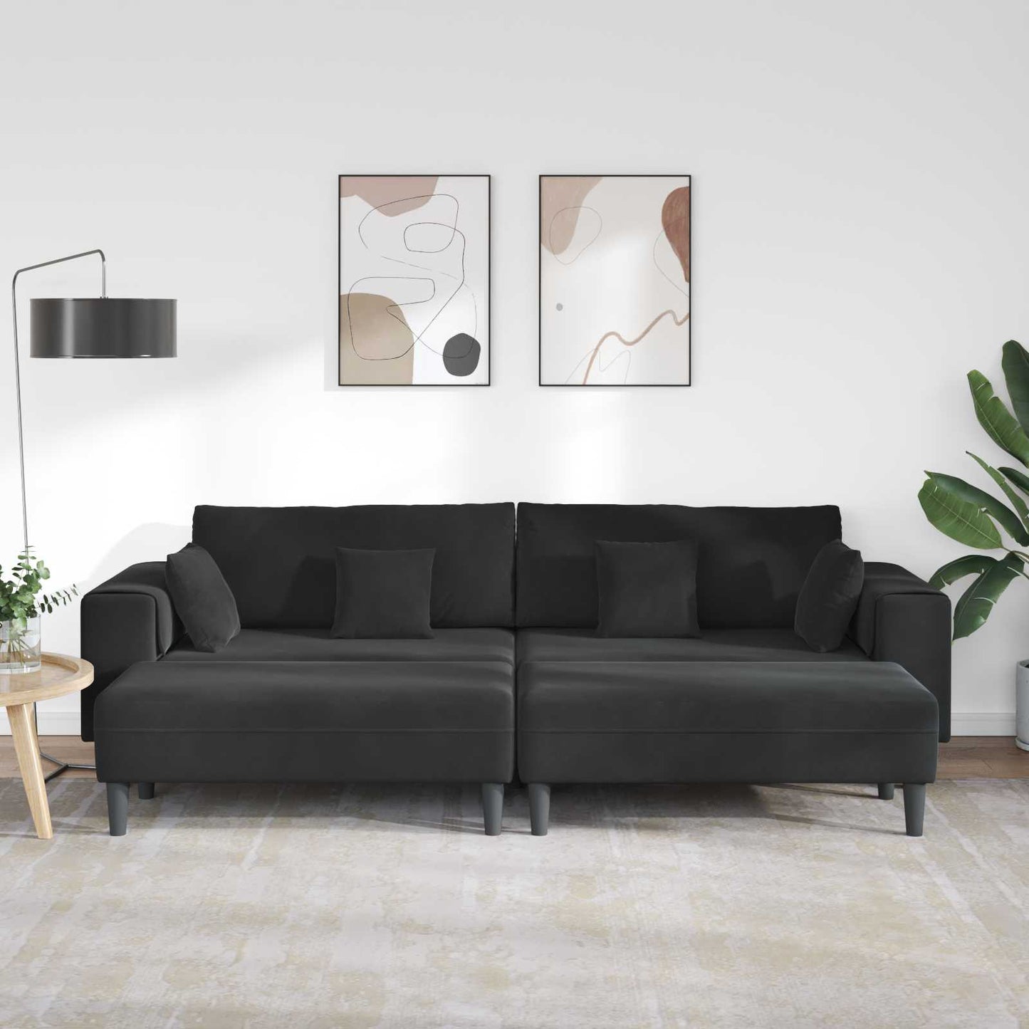 Sofa 3 pcs Schwarz 250 x 188 x 76 cm Samt