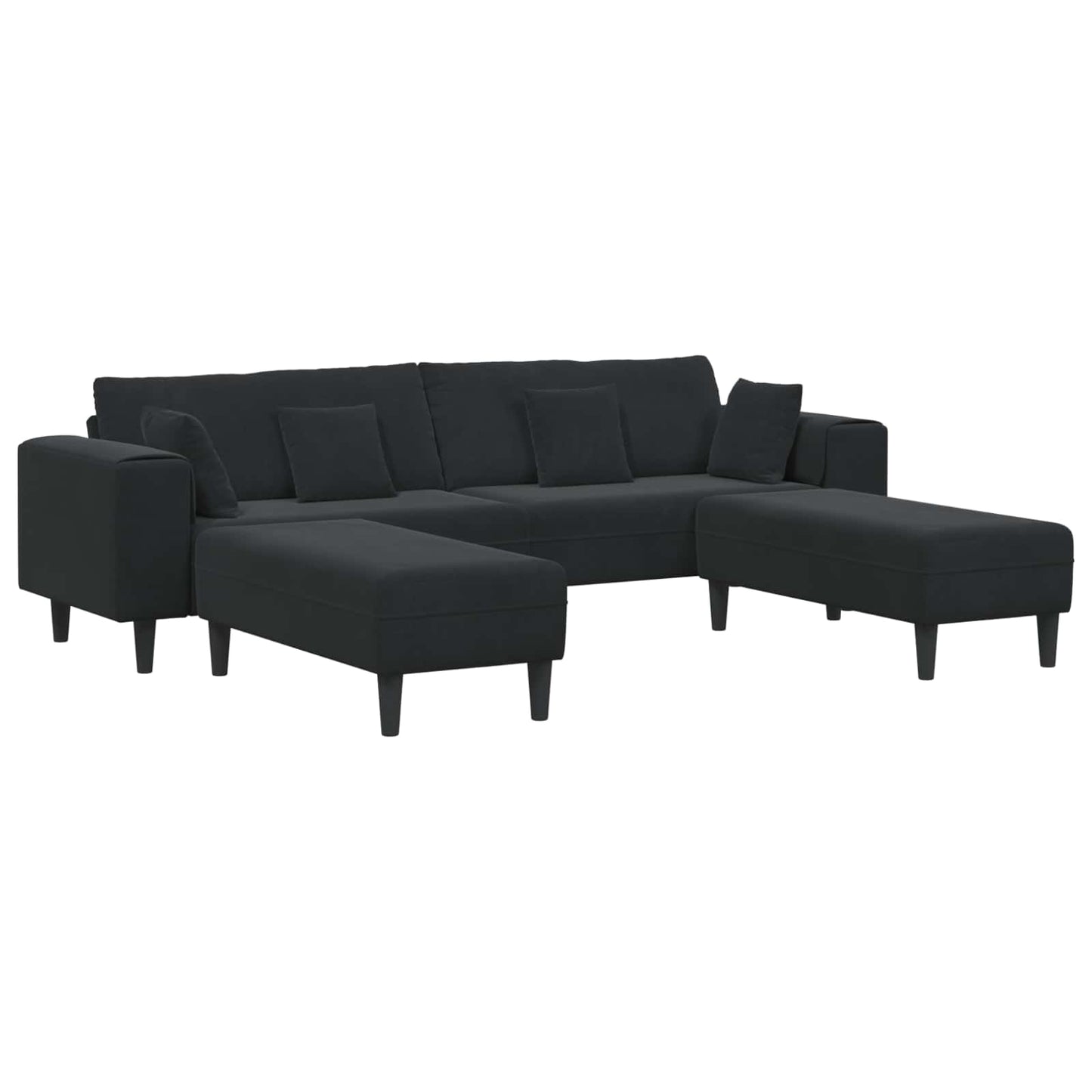 Sofa 3 pcs Schwarz 250 x 188 x 76 cm Samt