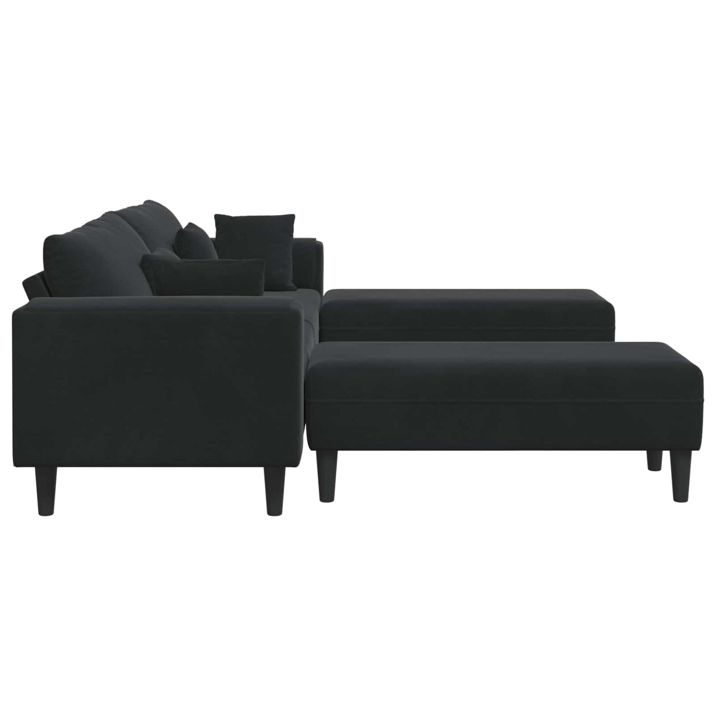 Sofa 3 pcs Schwarz 250 x 188 x 76 cm Samt