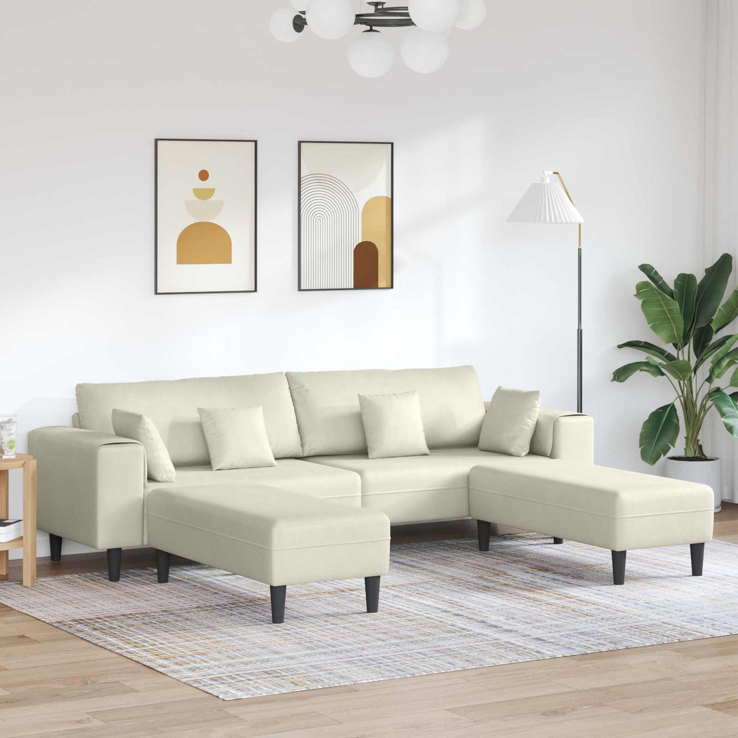 Sofa 3 pcs Creme 250 x 188 x 76 cm Samt