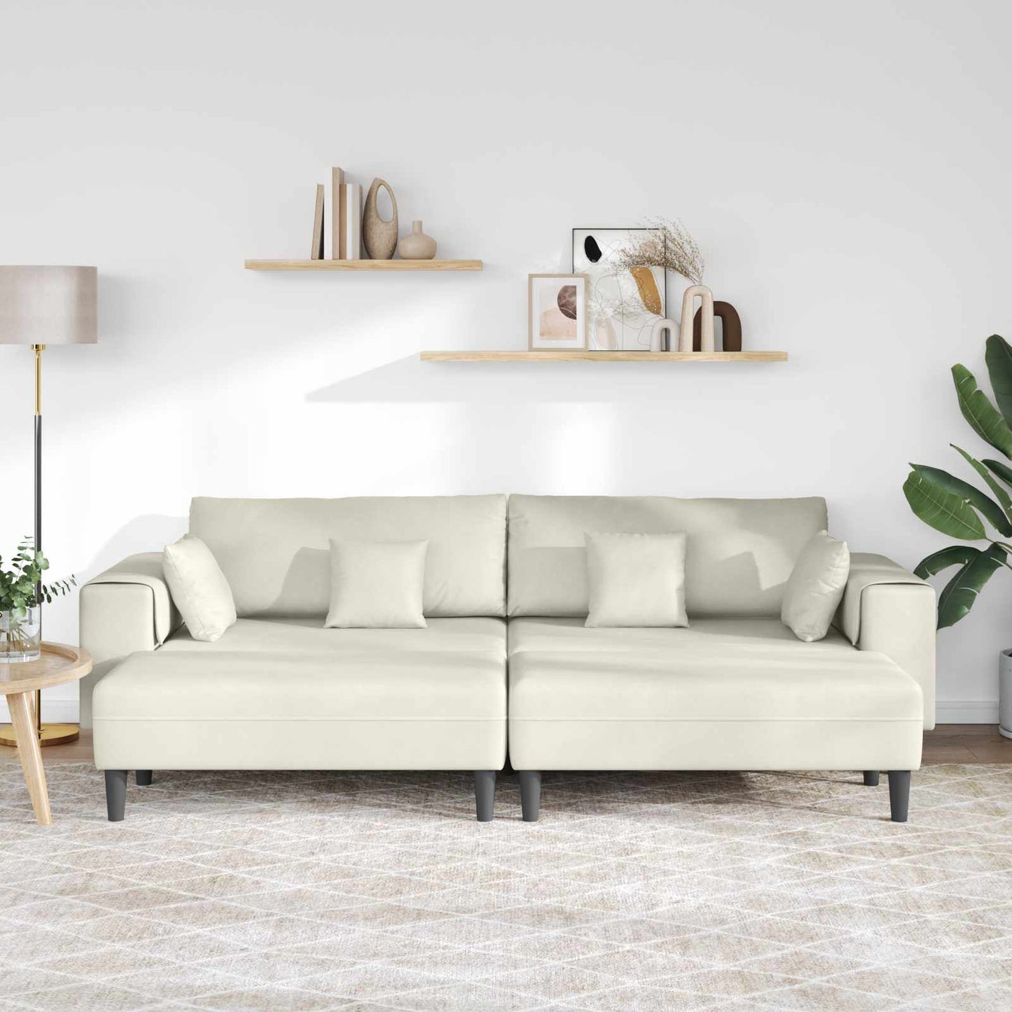 Sofa 3 pcs Creme 250 x 188 x 76 cm Samt