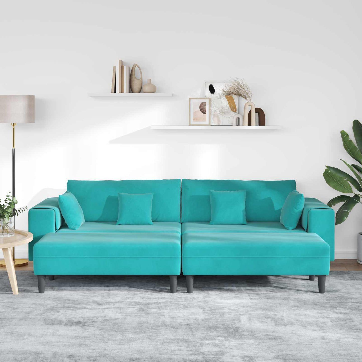 Sofa 3 pcs Türkis 250 x 188 x 76 cm Samt