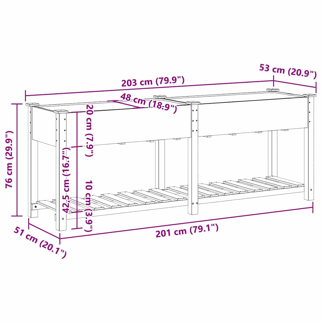 Garten-Pflanzgefäß mit Regal Beige 203 x 53 x 76,5 cm