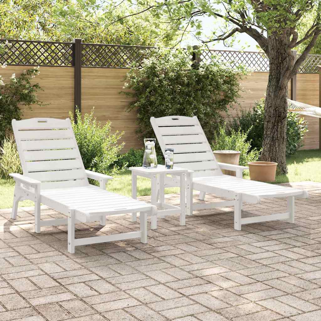 Sonnenliege 2 pcs Weiß 195,5 x 53 x 98,5 cm Polyethylen