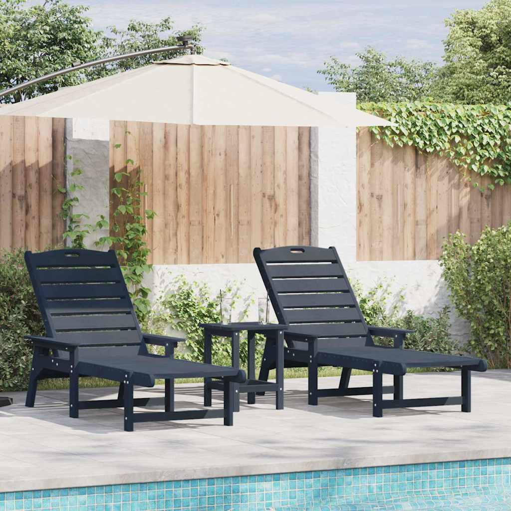 Sonnenliege 2 pcs Marineblau 195,5 x 53 x 98,5 cm Polyethylen
