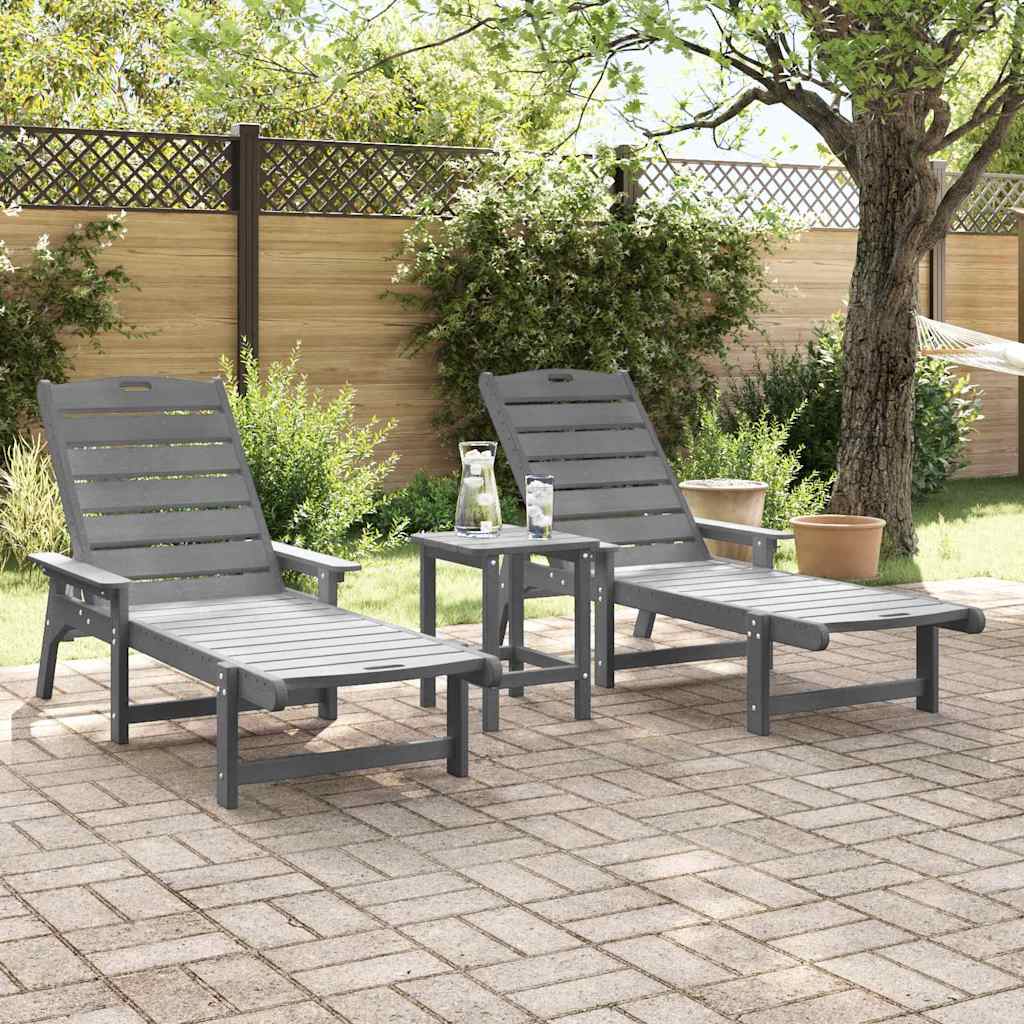 Sonnenliege 2 pcs Hellgrau 195,5 x 53 x 98,5 cm Polyethylen