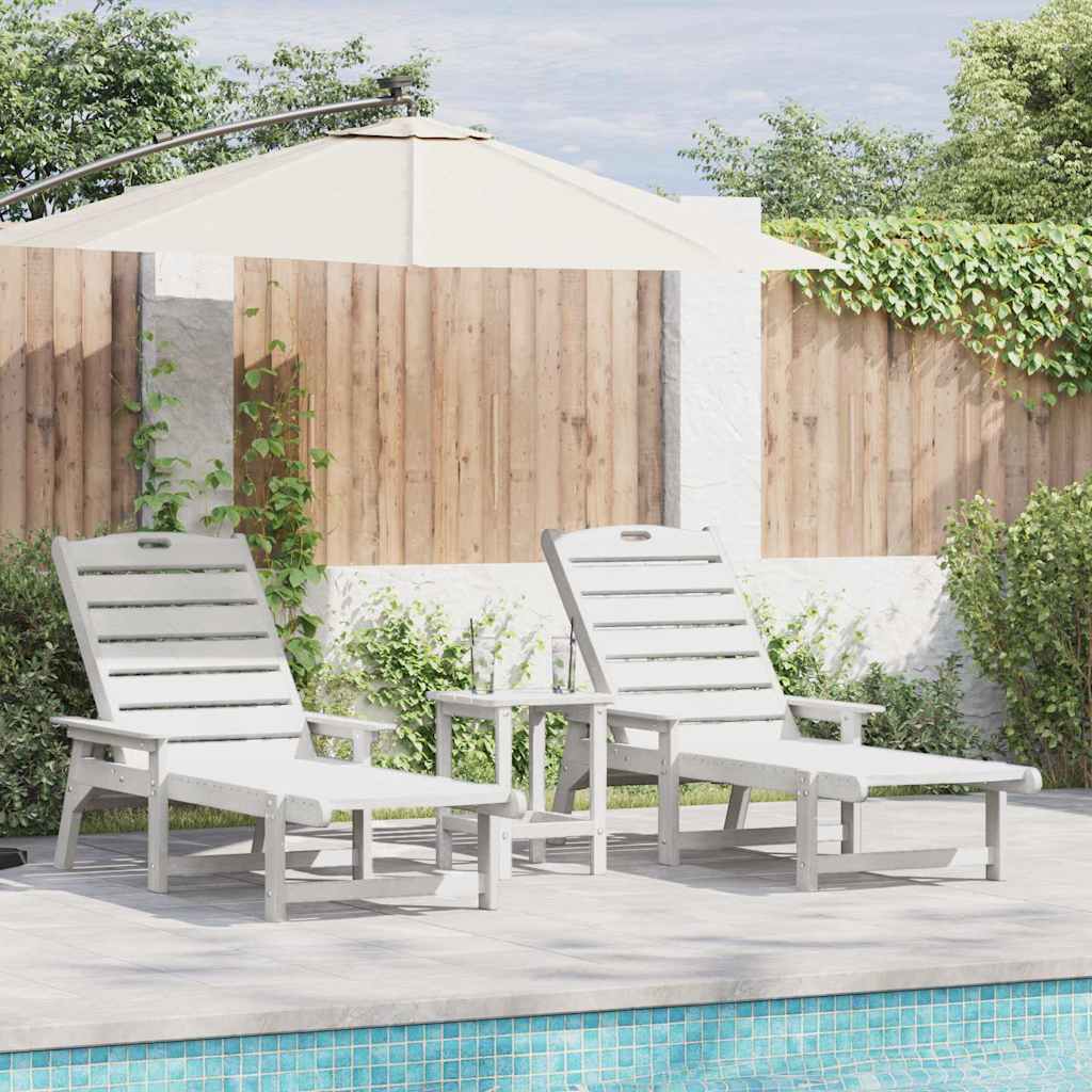 Sonnenliege 3 pcs Weiß Polyethylen