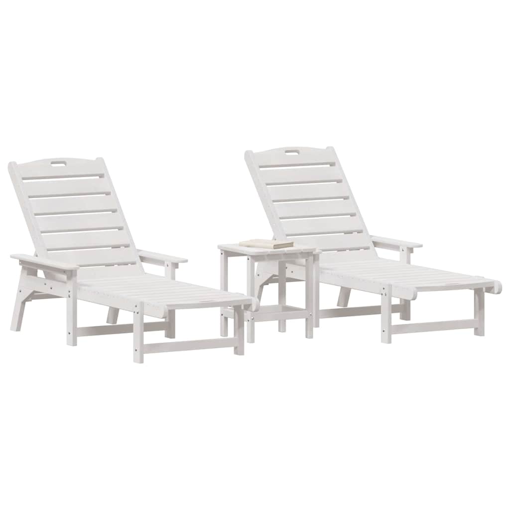 Sonnenliege 3 pcs Weiß Polyethylen