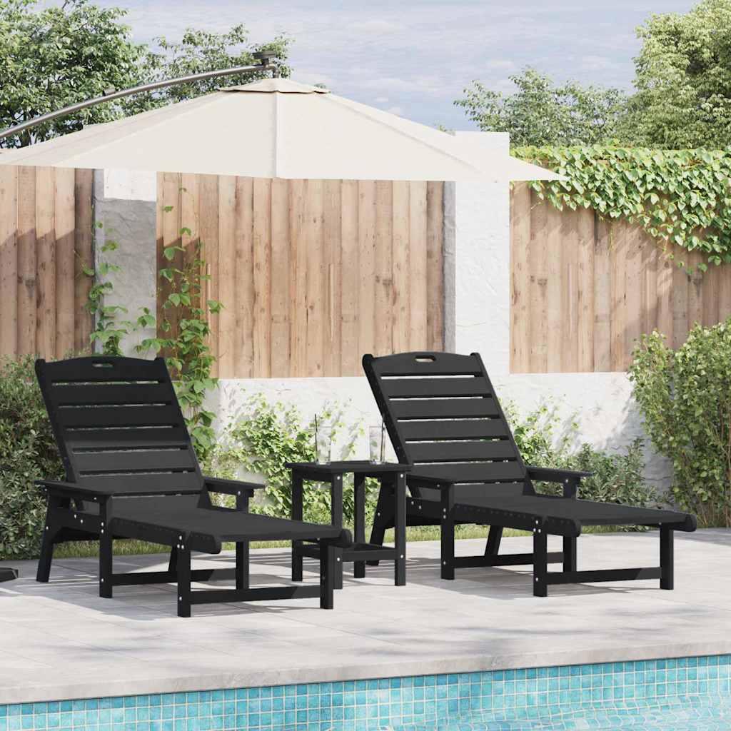 Sonnenliege 3 pcs Schwarz Polyethylen