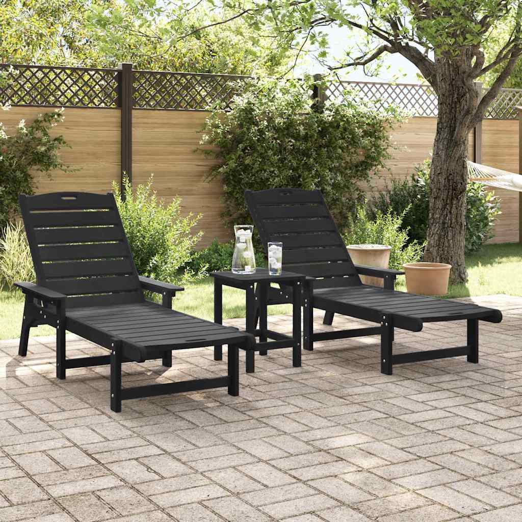 Sonnenliege 3 pcs Schwarz Polyethylen