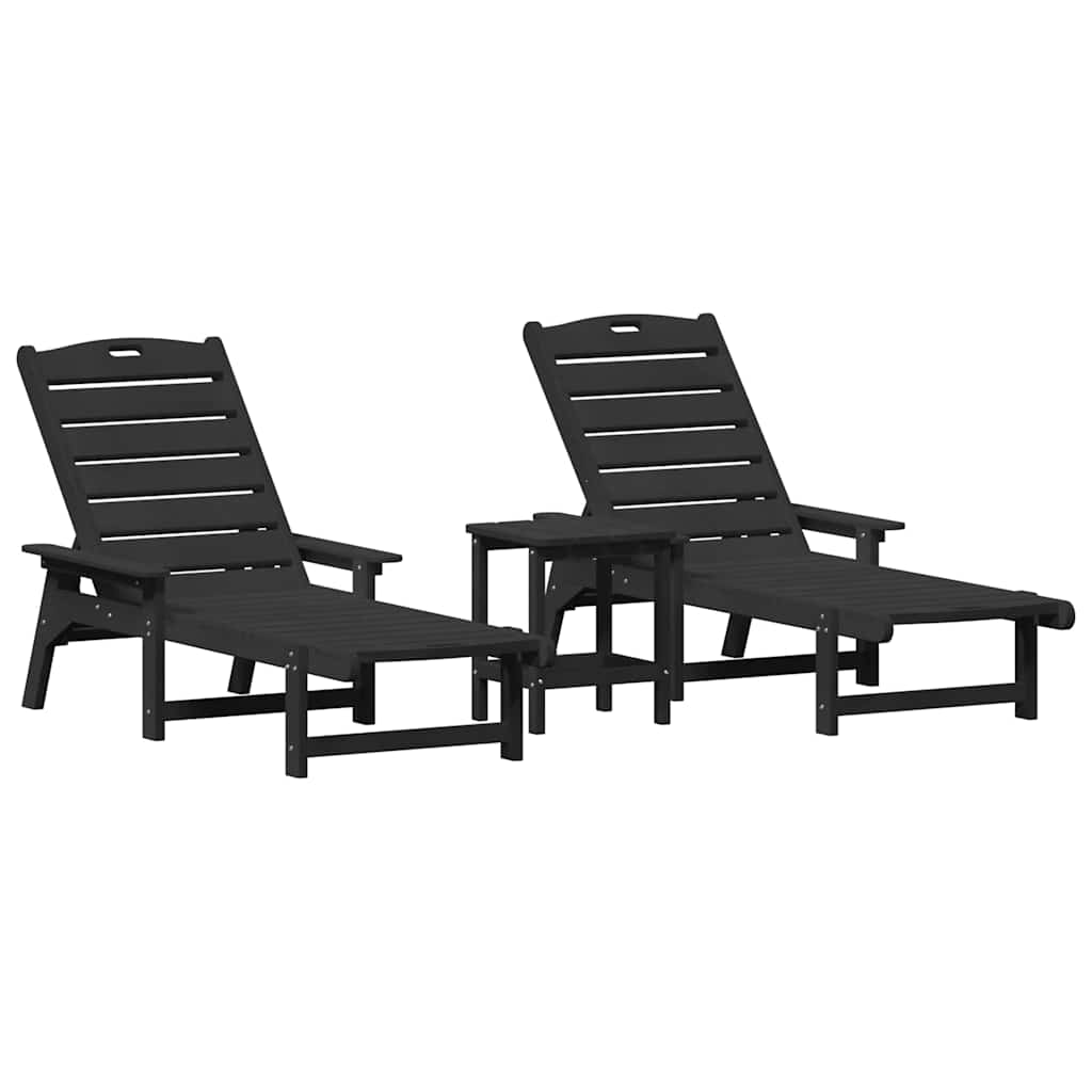 Sonnenliege 3 pcs Schwarz Polyethylen