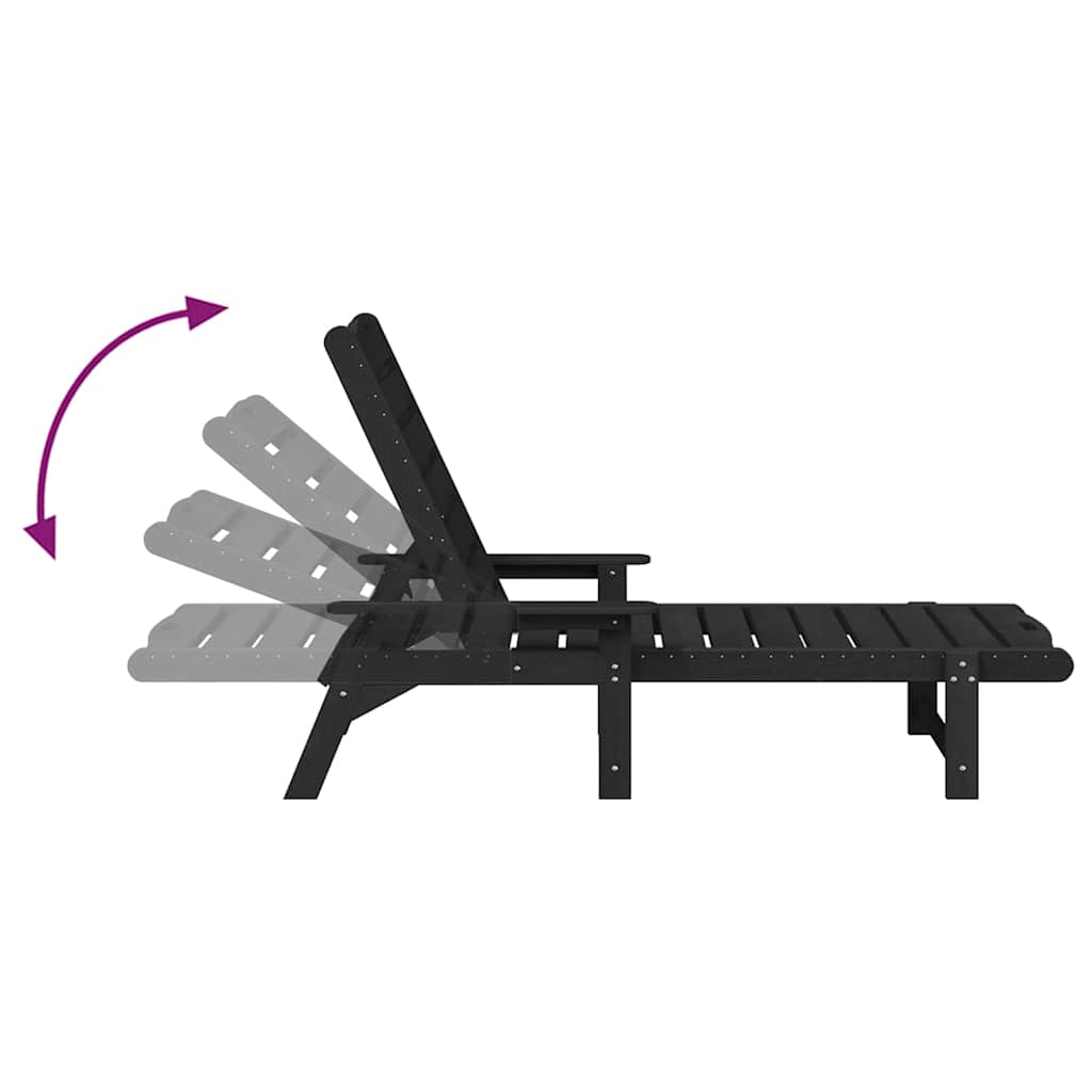 Sonnenliege 3 pcs Schwarz Polyethylen