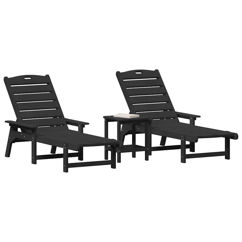 Sonnenliege 3 pcs Schwarz Polyethylen