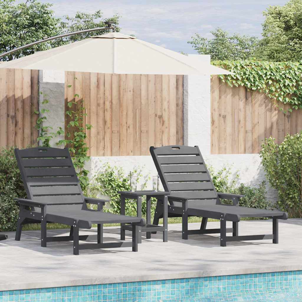Sonnenliege 3 pcs Hellgrau Polyethylen