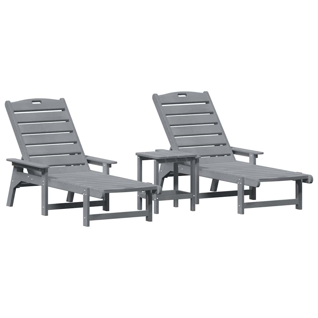 Sonnenliege 3 pcs Hellgrau Polyethylen